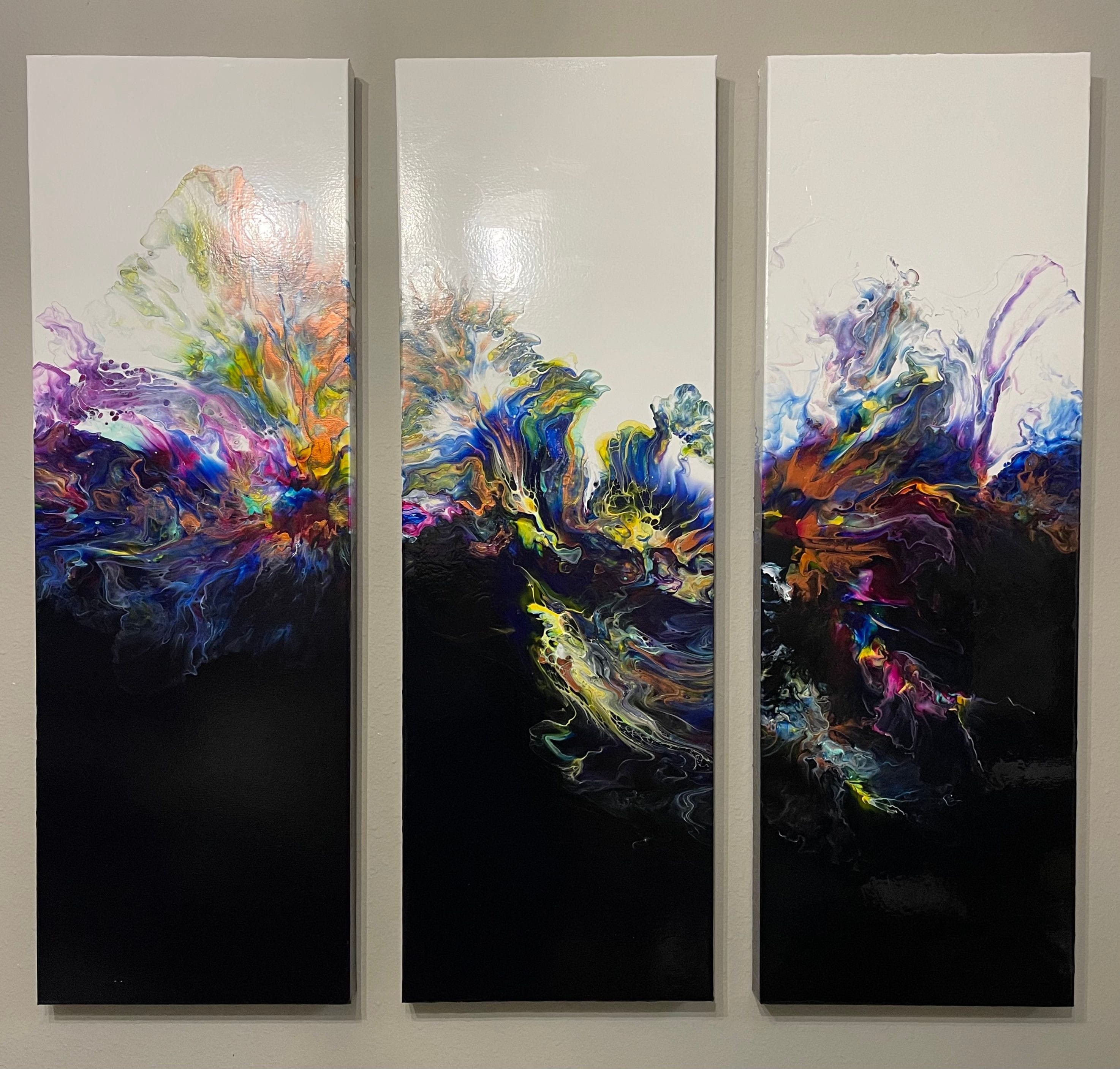 12x36, 12x36, 12x36 Gallery wrapped 2" canvases

$500

 note...there is some paint puddlingon the top of panel 3, some call it art and others a mistake.