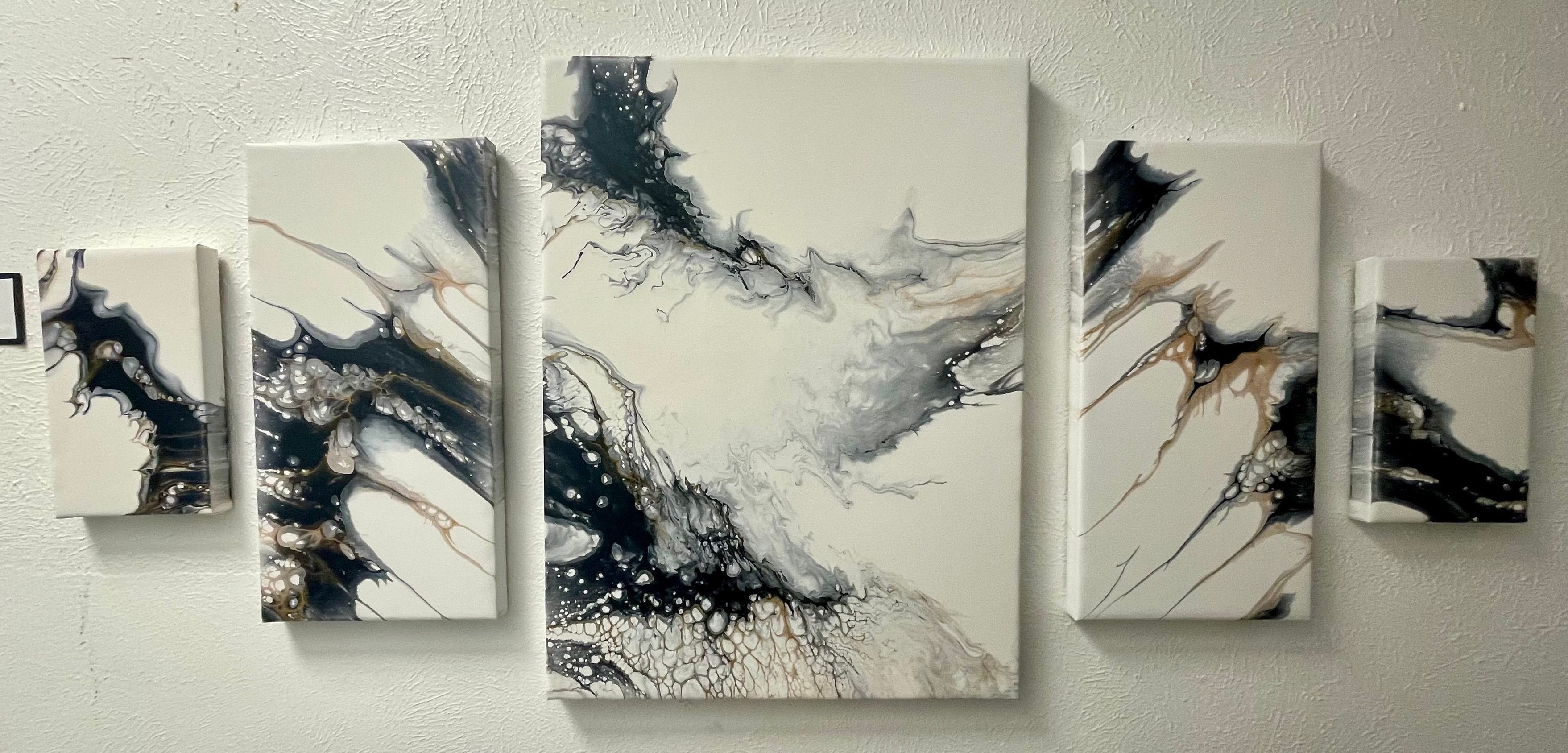 Set of 5 Canvases.....total dimention 24x48 plus whatever room you choose tohang in between.

$500